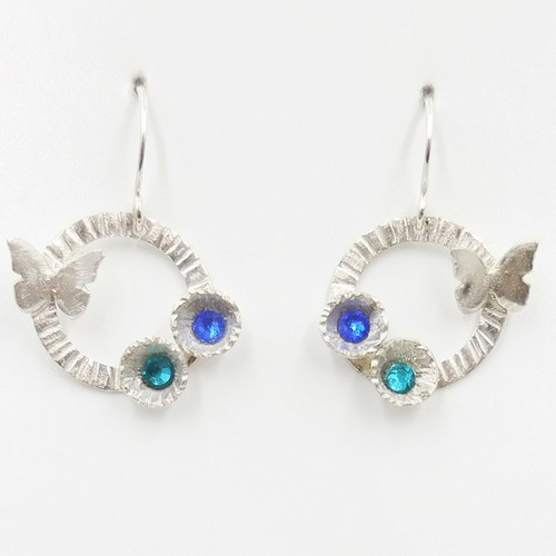 Click to view detail for DKC-2087 Earrings, Circles, Flowers, Butterfly $88